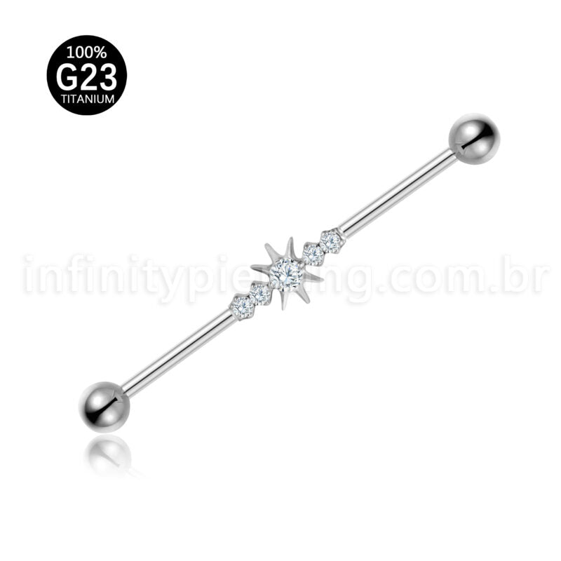 Piercing Transversal Titânio Zircônia Cravejada