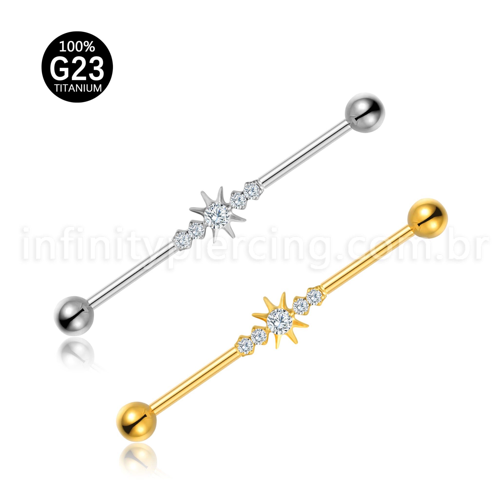Piercing Transversal Titânio Zircônia Cravejada
