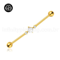 Piercing Transversal Titânio Losango Zircônia Cravejada
