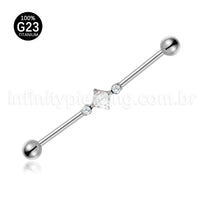 Piercing Transversal Titânio Losango Zircônia Cravejada