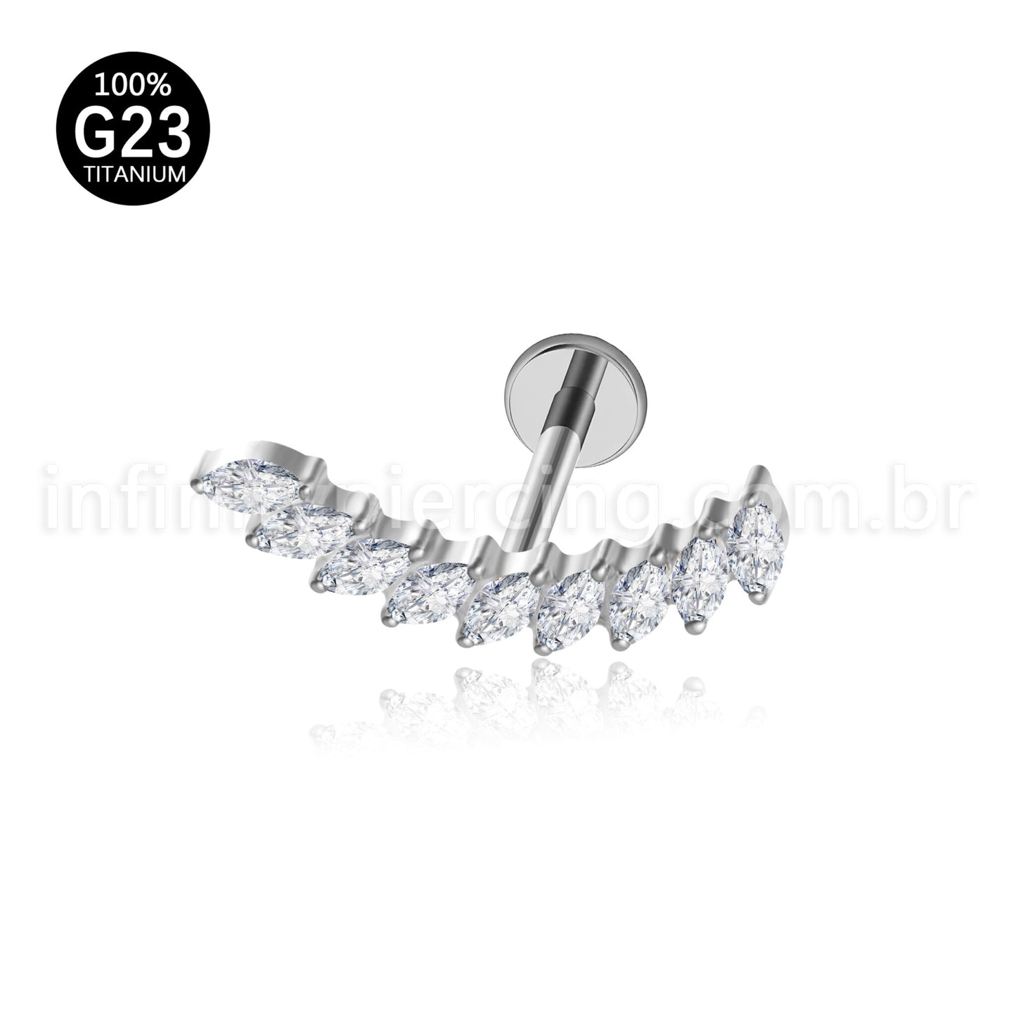 Piercing Labret Titânio Cluster Zircônia Cravejada