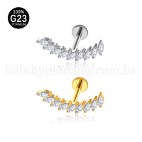 Piercing Labret Titânio Cluster Zircônia Cravejada