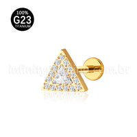 Piercing Labret Titânio Triangulo Zircônia Cravejada