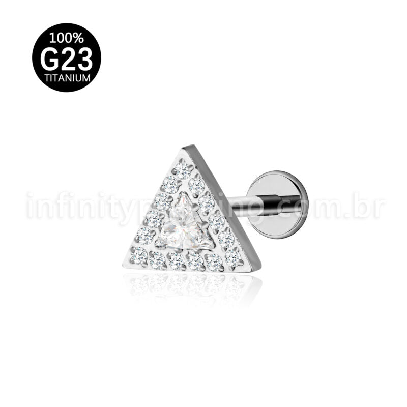 Piercing Labret Titânio Triangulo Zircônia Cravejada