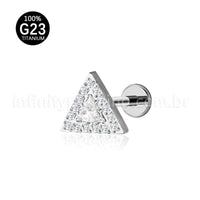 Piercing Labret Titânio Triangulo Zircônia Cravejada