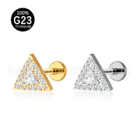 Piercing Labret Titânio Triangulo Zircônia Cravejada