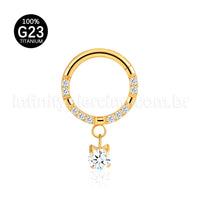 Piercing Argola Titânio Segmento Articulado Zircônia Cravejada Frontal Com Pingente