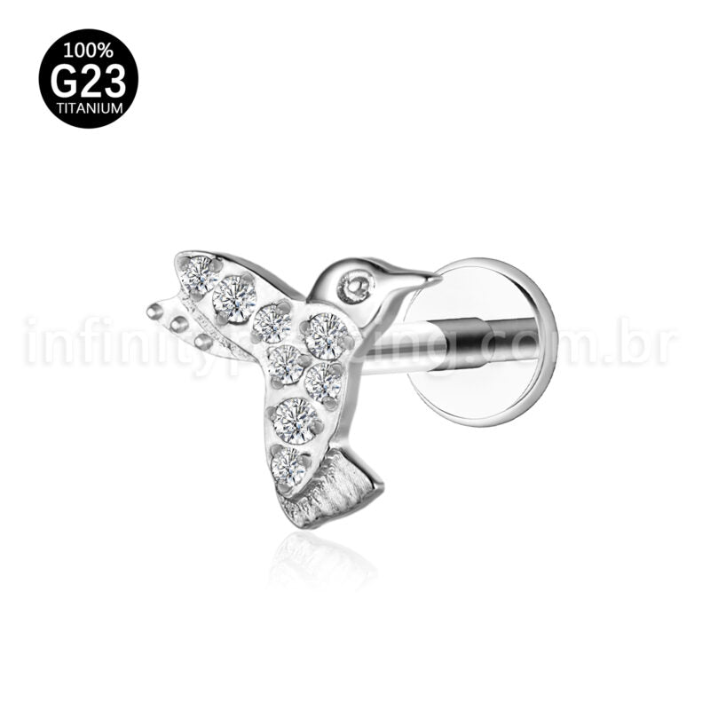 Piercing Labret Titânio Beija Flor Zircônia