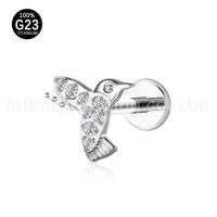 Piercing Labret Titânio Beija Flor Zircônia