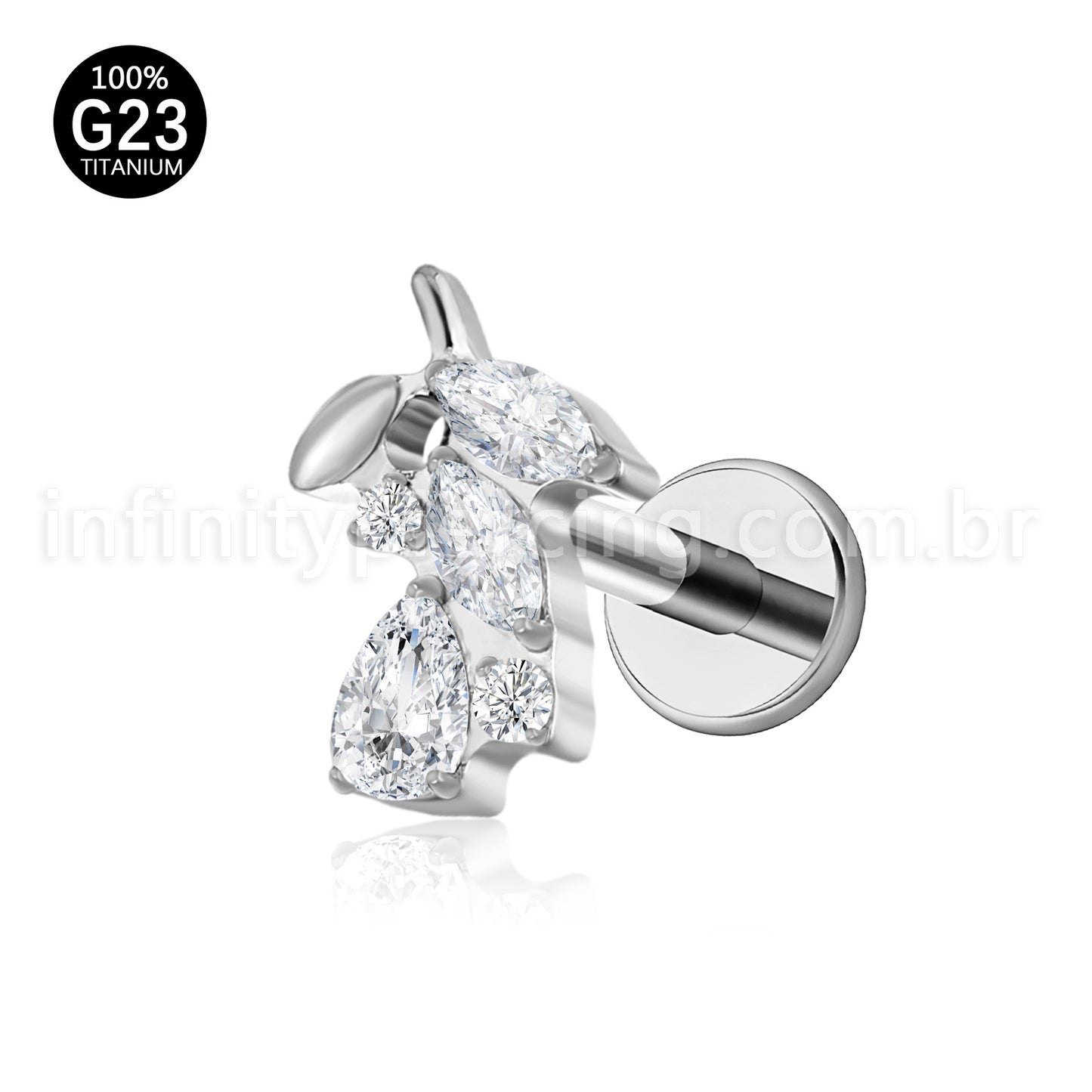 Piercing Labret Ramo Titânio Zircônia