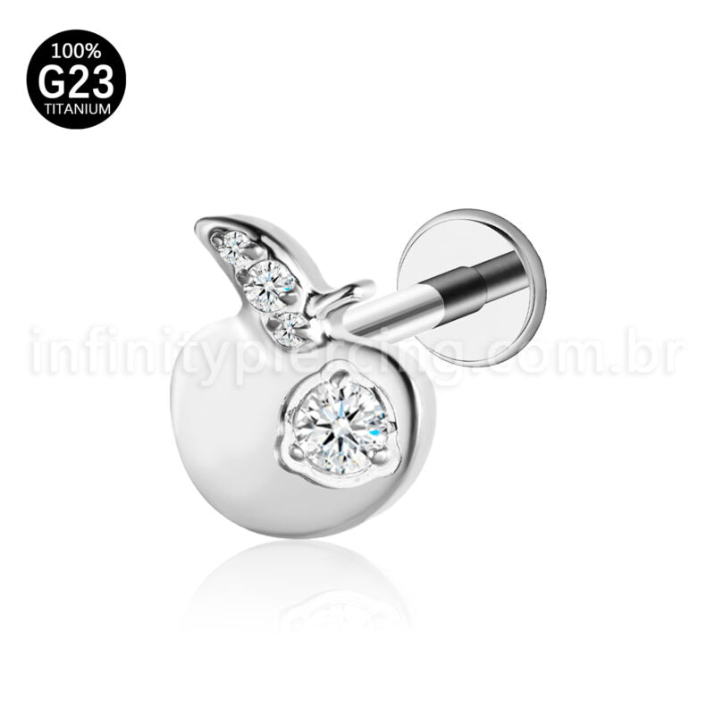Piercing Labret Maçã Titânio Zircônia