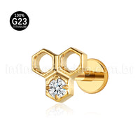 Piercing Labret Favo Titânio Zircônia