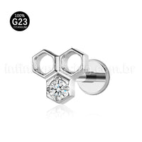 Piercing Labret Favo Titânio Zircônia
