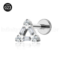Piercing Labret Titânio Triângulo Zircônia Cravejada