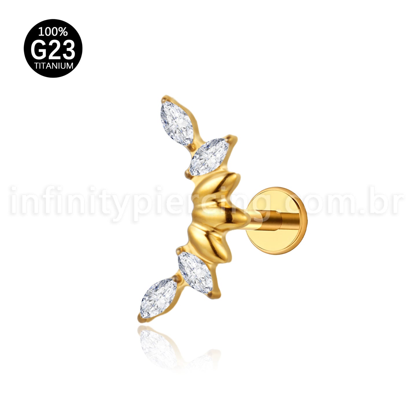 Piercing Labret Titânio Cluster Zircônia Cravejada