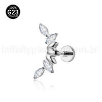 Piercing Labret Titânio Cluster Zircônia Cravejada