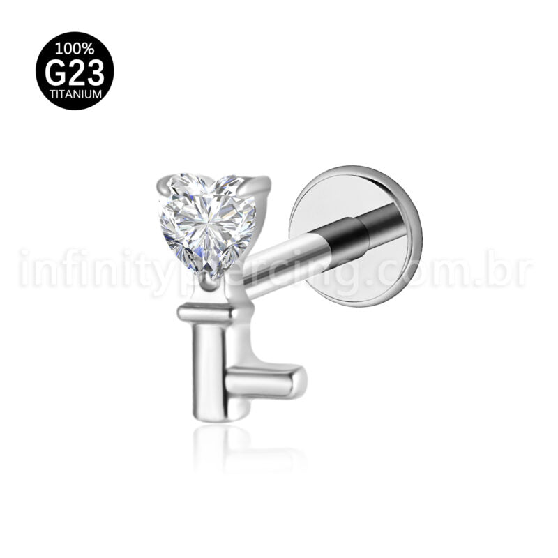 Piercing Labret Chave Titânio Zircônia