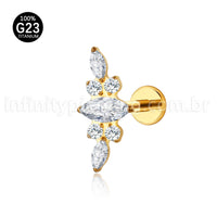 Piercing Labret Titânio Cluster Zircônia Cravejada