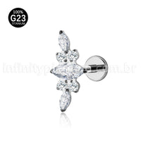 Piercing Labret Titânio Cluster Zircônia Cravejada