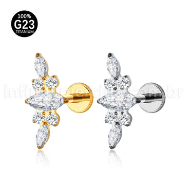 Piercing Labret Titânio Cluster Zircônia Cravejada
