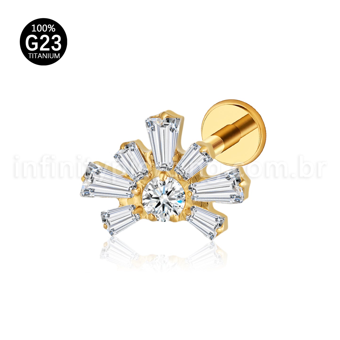 Piercing Labret Meia Flor Titânio Zircônia
