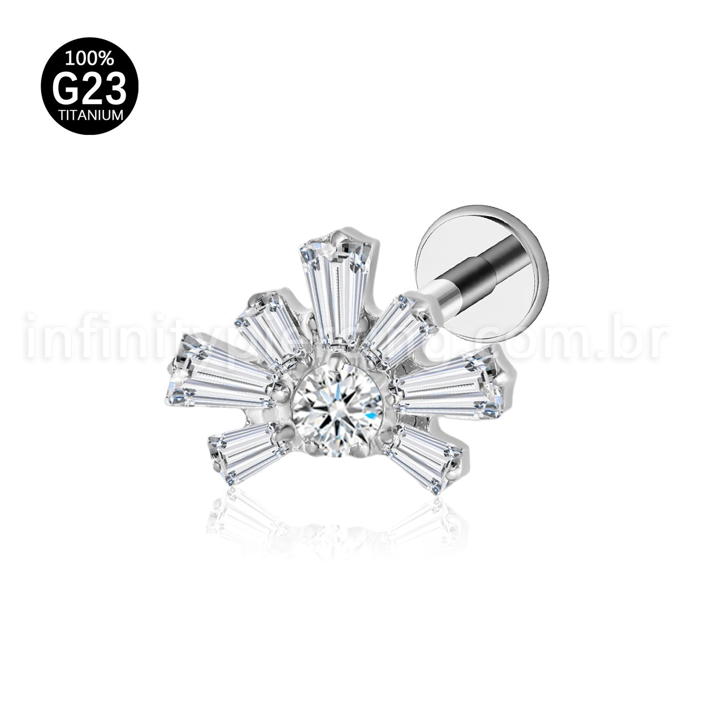 Piercing Labret Meia Flor Titânio Zircônia