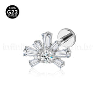 Piercing Labret Meia Flor Titânio Zircônia