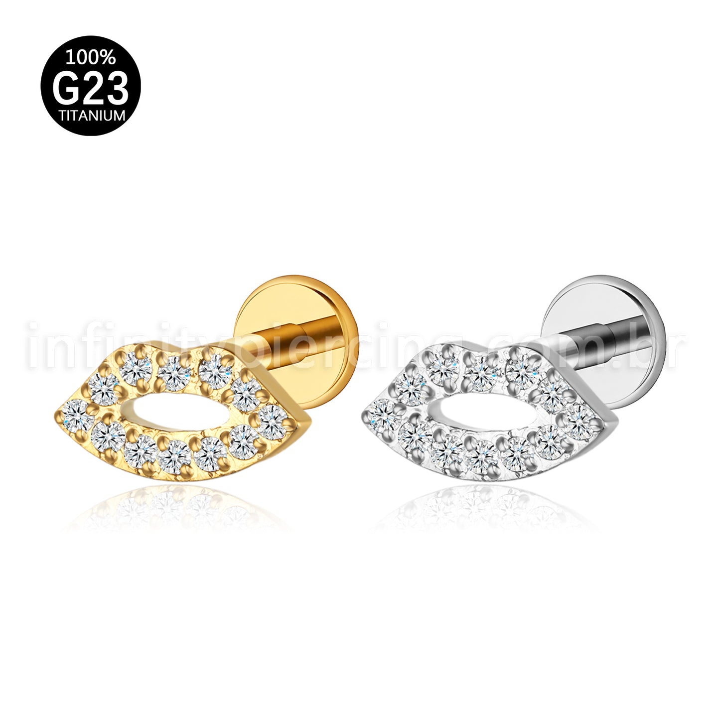 Piercing Labret Boca Titânio Zircônia