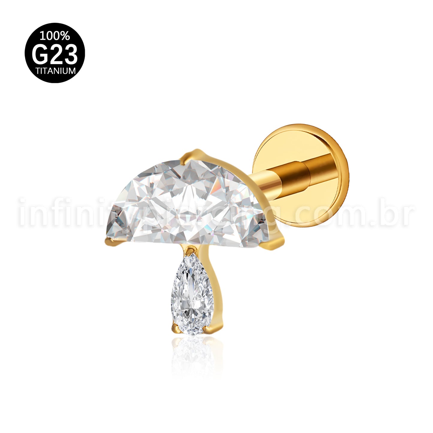 Piercing Labret Cogumelo Titânio Zircônia