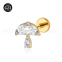 Piercing Labret Cogumelo Titânio Zircônia