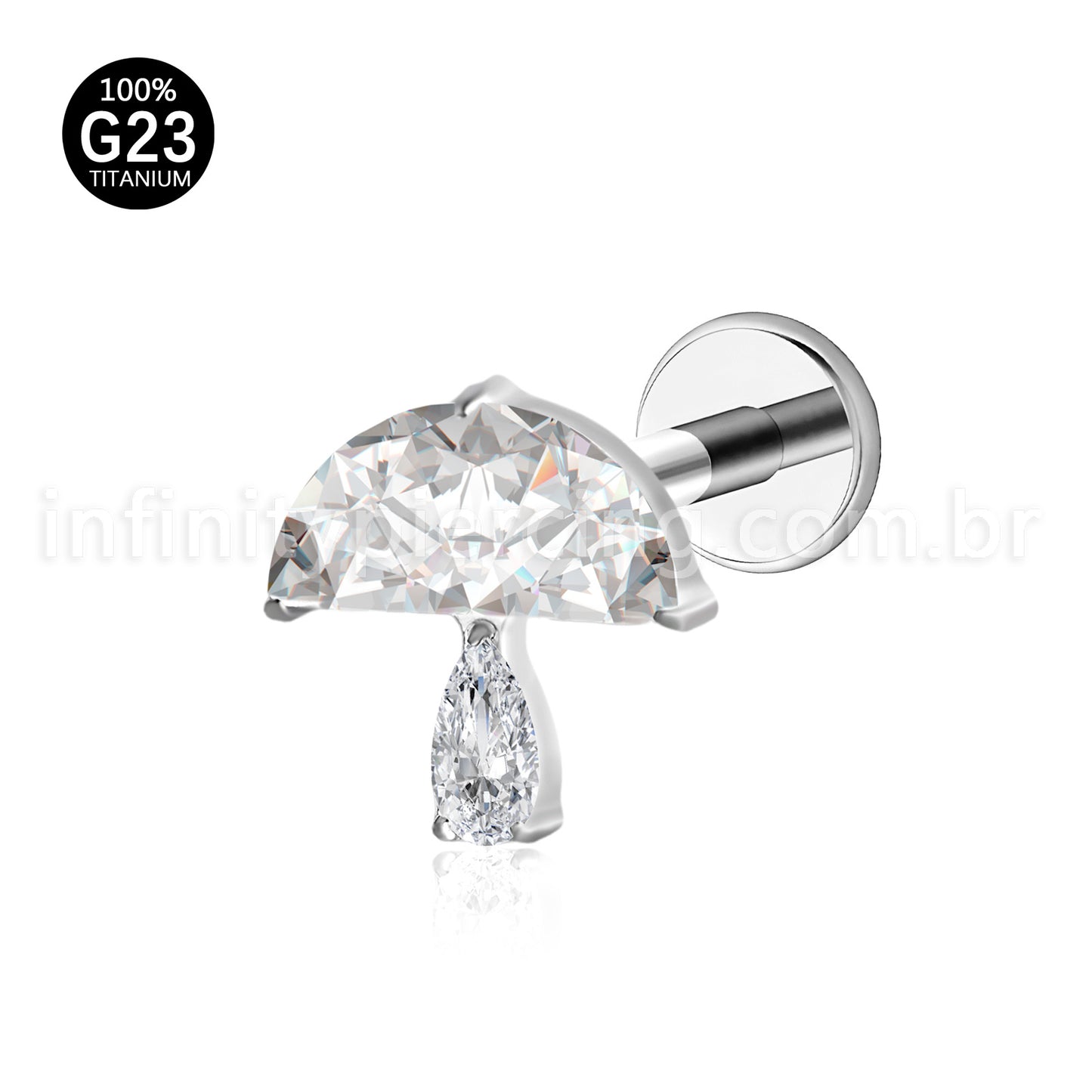 Piercing Labret Cogumelo Titânio Zircônia