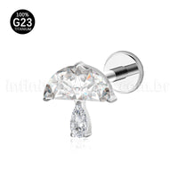 Piercing Labret Cogumelo Titânio Zircônia