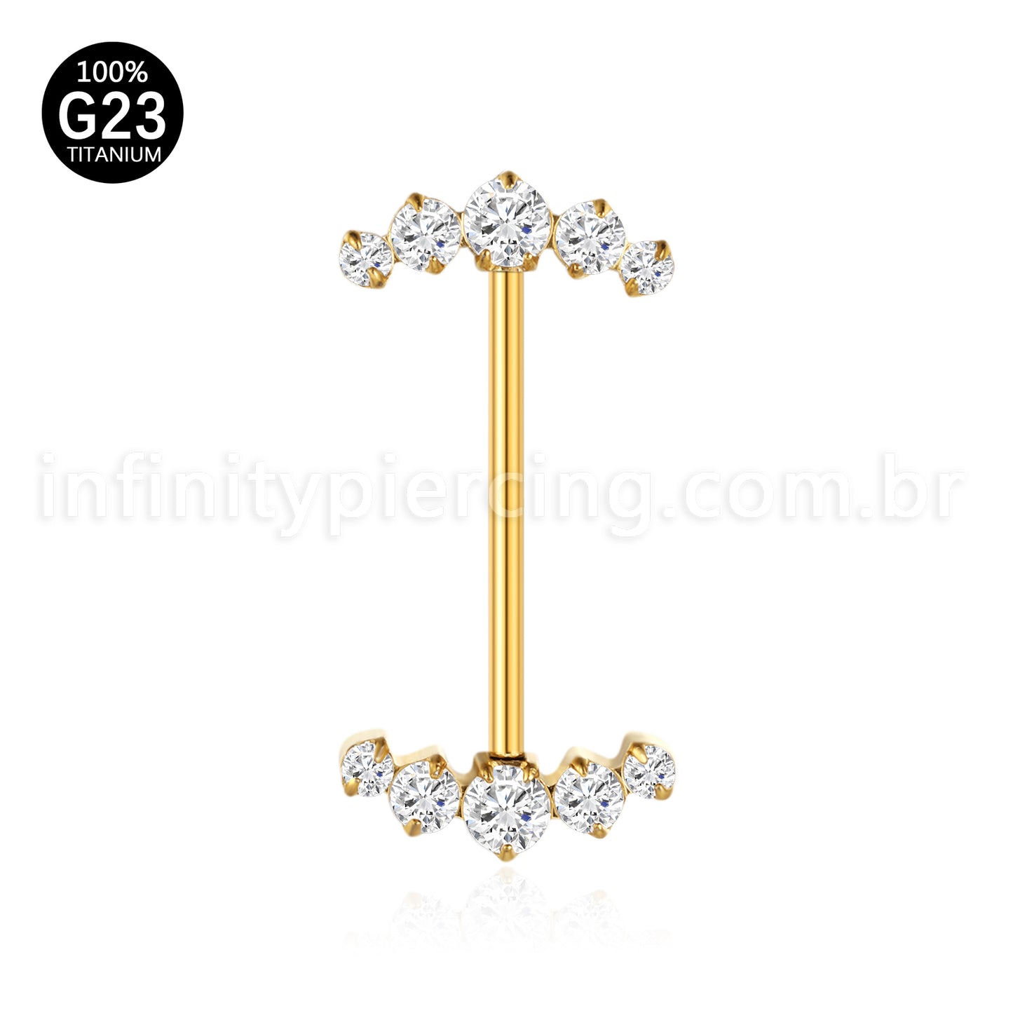 Piercing Barbel Titânio Push Pin Zircônia Cravejada