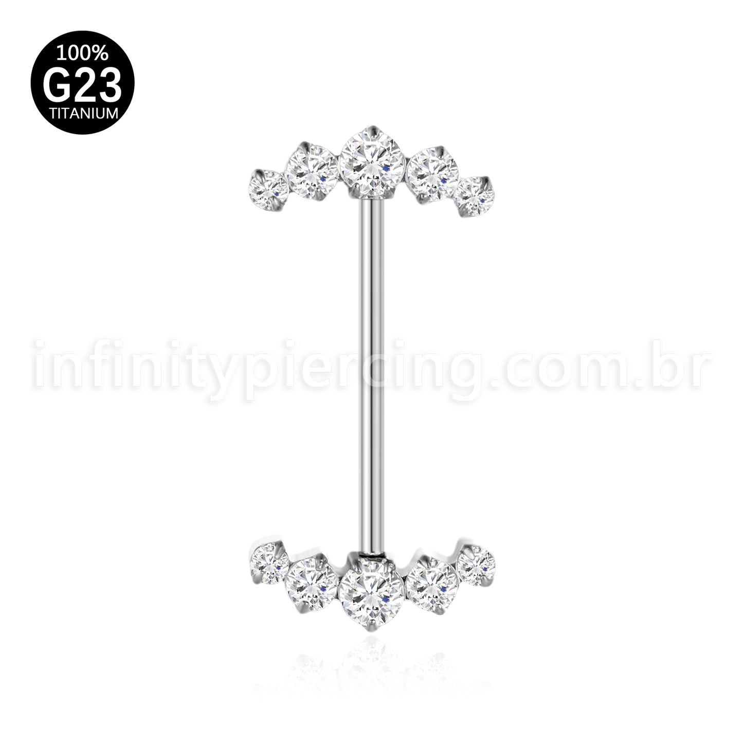 Piercing Barbel Titânio Push Pin Zircônia Cravejada