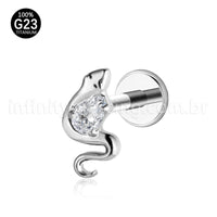 Piercing Labret Cobra Titânio Zircônia Oval