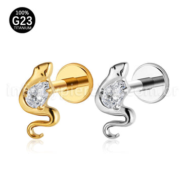 Piercing Labret Cobra Titânio Zircônia Oval