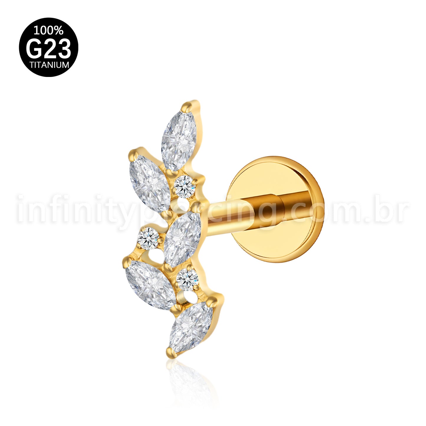 Piercing Labret Galho Titânio Zircônia