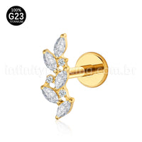 Piercing Labret Galho Titânio Zircônia