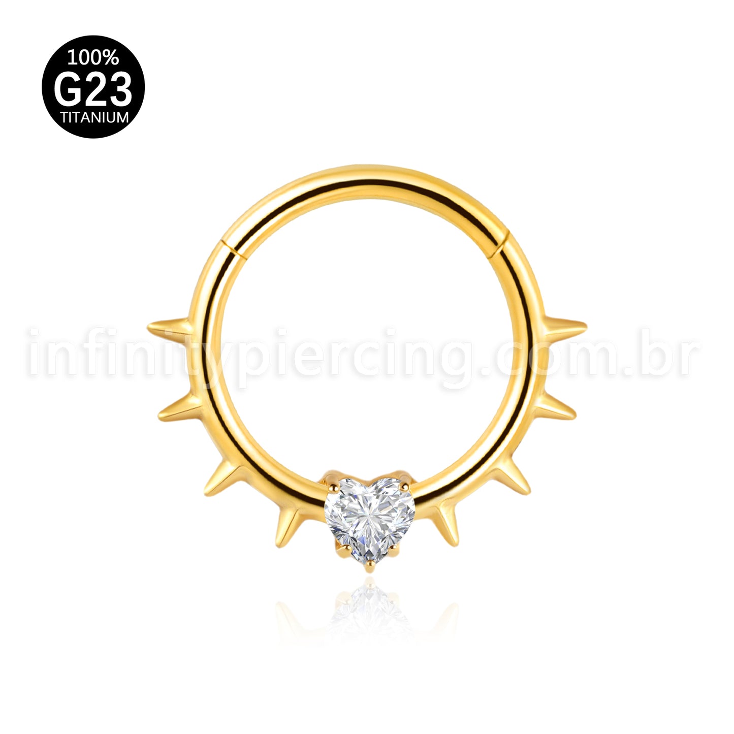 Piercing Argola Titânio Spike Com Pedra Zircônia