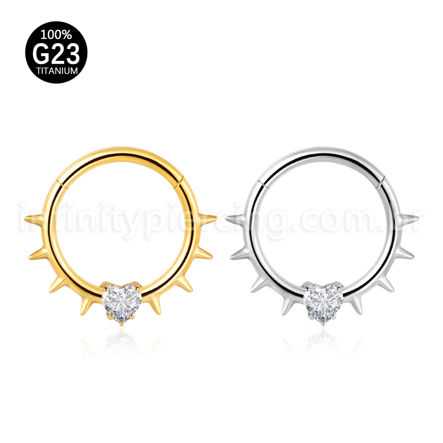 Piercing Argola Titânio Spike Com Pedra Zircônia