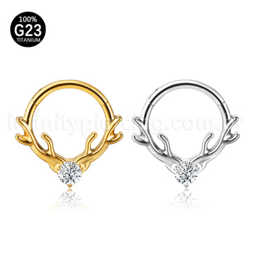 Piercing Argola Titânio Chifre De Alce Zircônia Cravejada