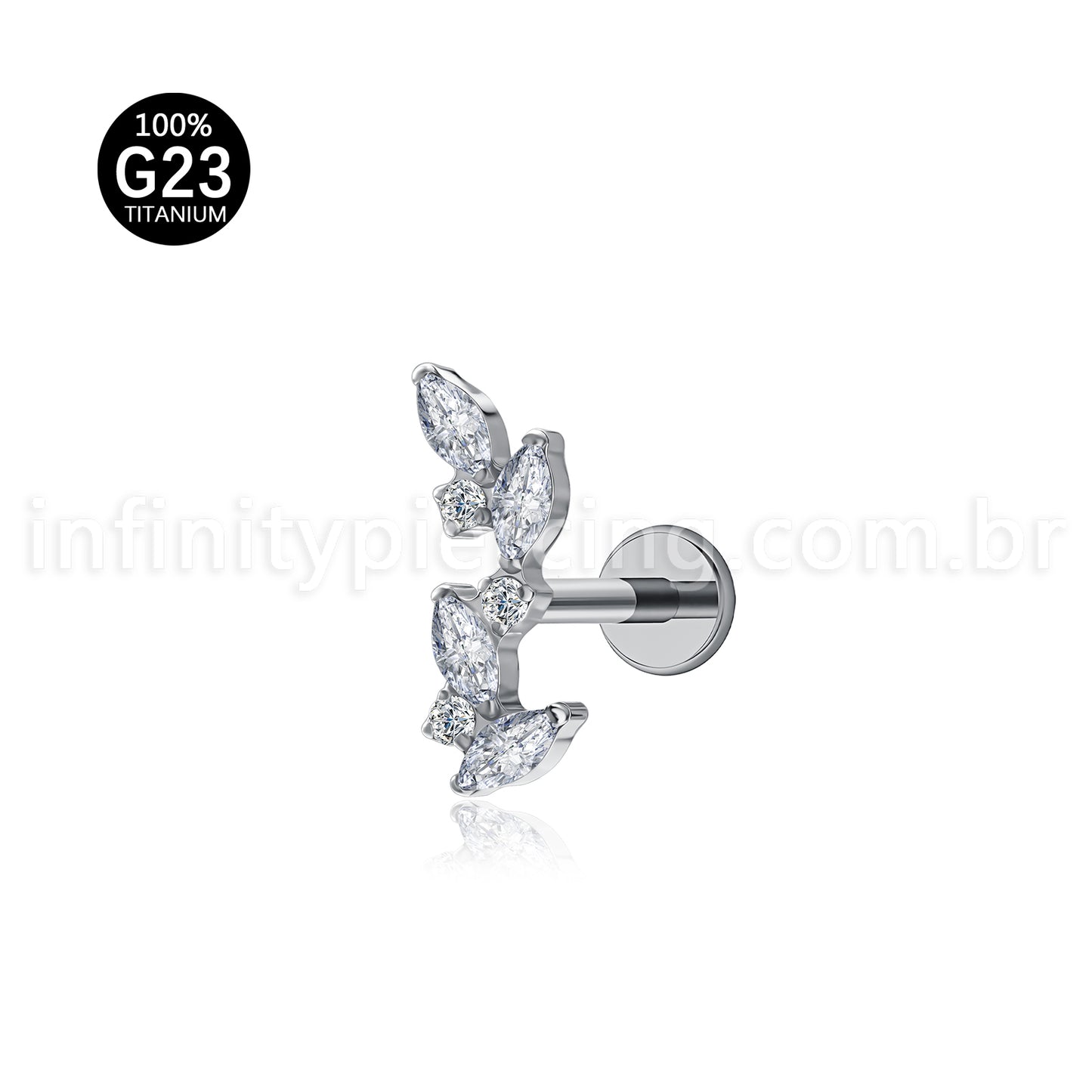 Piercing Labret Titânio Zircônia Cravejada