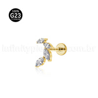 Piercing Labret Titânio Zircônia Cravejada Curvo