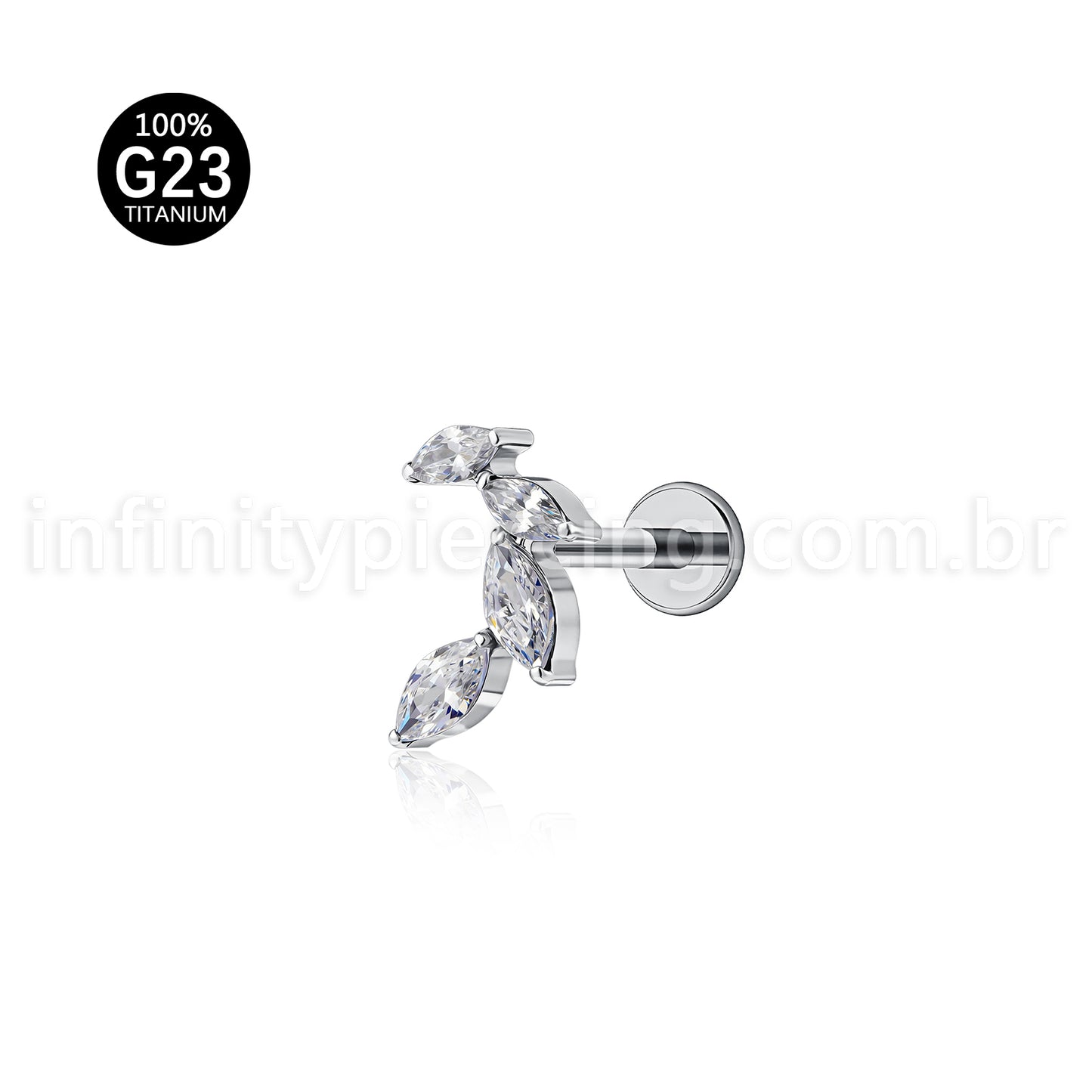 Piercing Labret Titânio Zircônia Cravejada Curvo