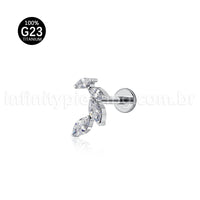Piercing Labret Titânio Zircônia Cravejada Curvo