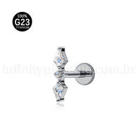 Piercing Labret Titânio 3 Zircônia Cravejada