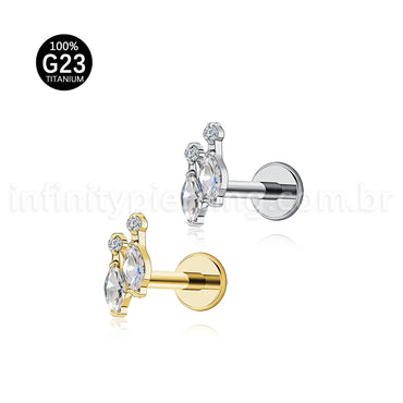 Piercing Labret Titânio Zircônia Cravejada