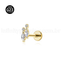 Piercing Labret Titânio Zircônia Cravejada