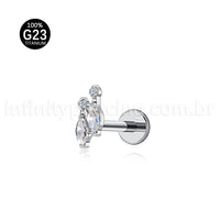 Piercing Labret Titânio Zircônia Cravejada