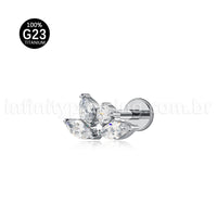 Piercing Labret Titânio 4 Zircônia Cravejada